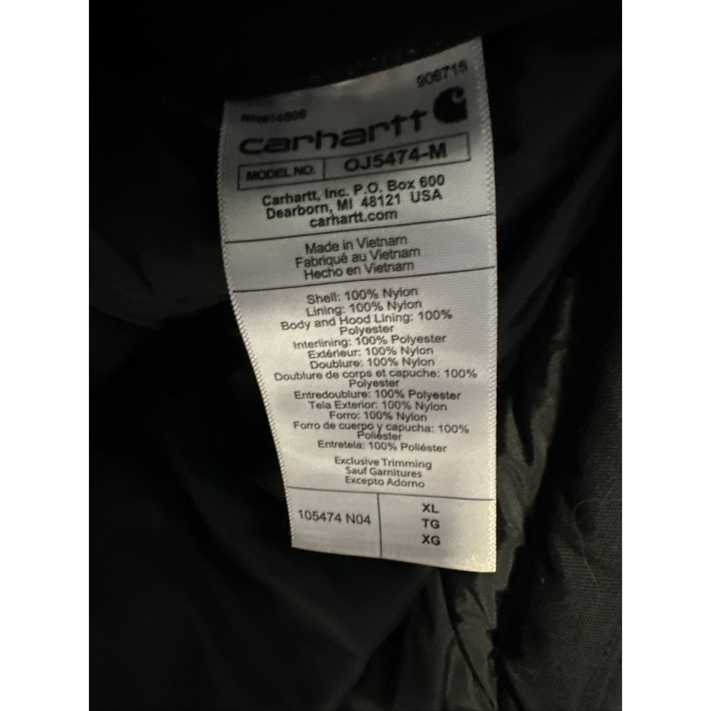 Carhartt Jacket Mens Black Sz XL Montana Insulated Heavy Puffer OJ5474-M Outdoor - Picture 3 of 10